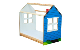 Domek z łóżkiem dziecięcym w stylu skandynawskim (niebieski)