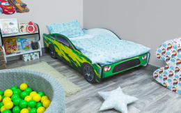 Mały pokój dla dziecka łóżko w kształcie auta MUSTANG - Zielone