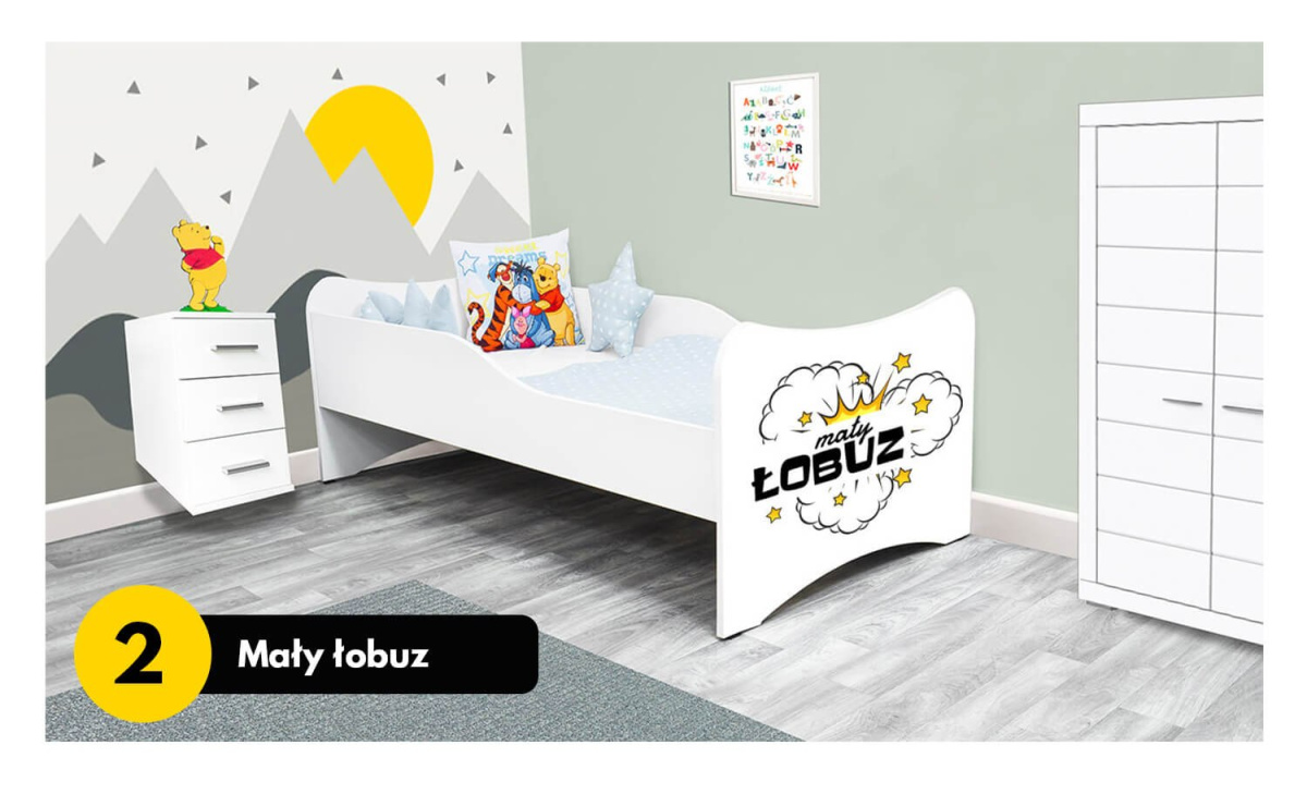 Łóżko dla dziecka z barierką i szufladą Łóżko dla dziecka z barierką i szufladą