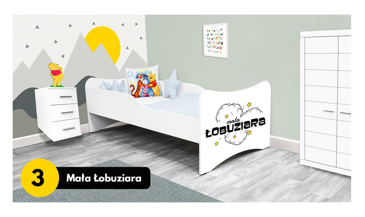 Łóżko dla dziecka z barierką i szufladą Łóżko dla dziecka z barierką i szufladą