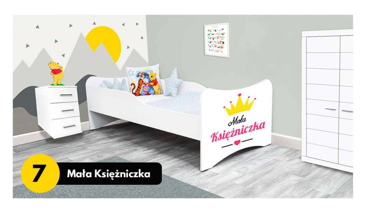 Łóżko dla dziecka z barierką i szufladą Łóżko dla dziecka z barierką i szufladą