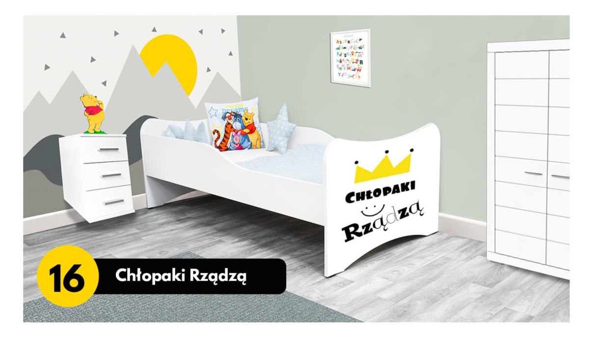 Łóżko dla dziecka z barierką i szufladą Łóżko dla dziecka z barierką i szufladą