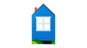 Domek z łóżkiem dziecięcym w stylu skandynawskim (niebieski)